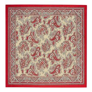 Red & Cream Paisley Square Scarf 100% Polyester 34"x34" Silk-Like Accent Versati
